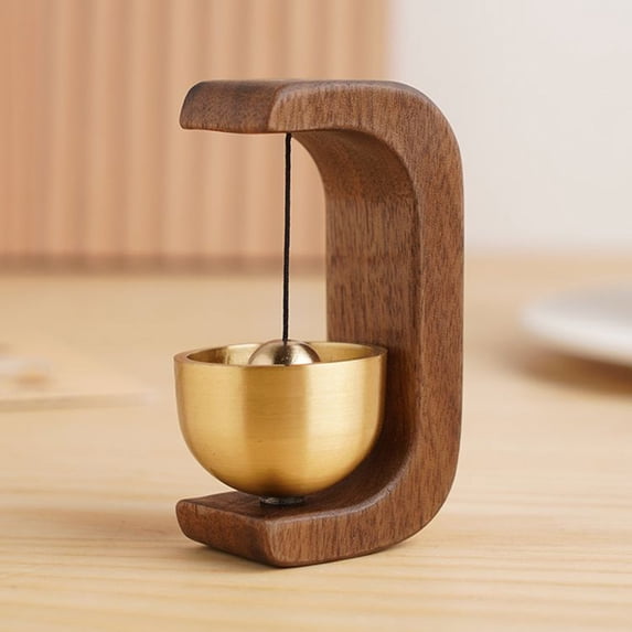 Wooden Doorbell Chime | Magnetic Beech Wood Doorbell with Brass | Wall or Door Mounted Hanging Chime for Home, Office, Store or Restaurant Entrance | Decorative Sound Alert for Doors