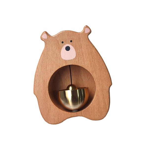 Wooden Doorbell Door Chime Bear Magnetic Bell Beech Metal Compact Size for Restaurant Shop Porch