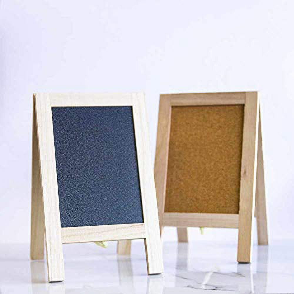 Wooden DoubleSided Chalkboard / Cork Board Easel Stand Table Sign 7.