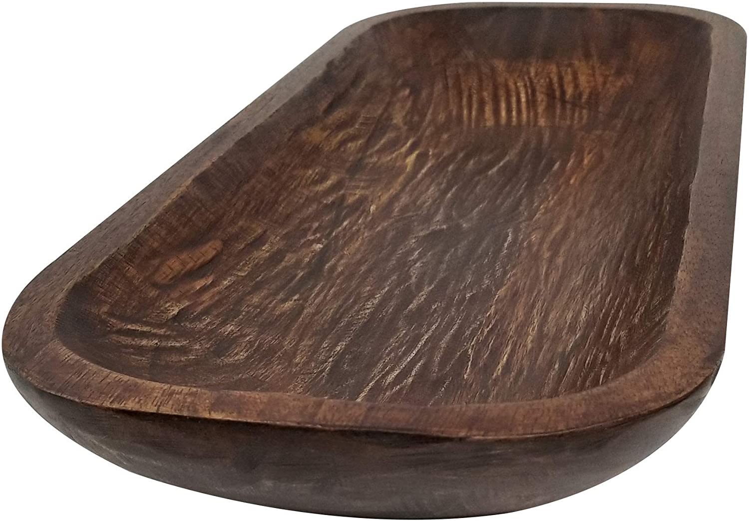 Wooden Dough Bowl Antique Walnut Reddish Brown Vintage, Long Dough Bowl