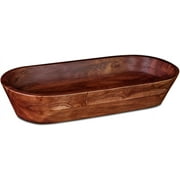 Wooden Dough Bowl - Dark Burnt Acacia Wood Rustic Dough Bowl - Handmade Decorative Bowls for Home Decor, Bathroom, Kitchen Counter, More - Large Wood Dough Bowl for Decor, Cosmetics, and Keys