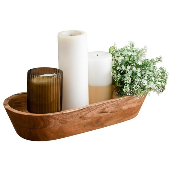 Wooden Dough Bowl – Handmade Decorative Bowls for Home Decor,Great Boho Home Decorations Regular Natural Acacia