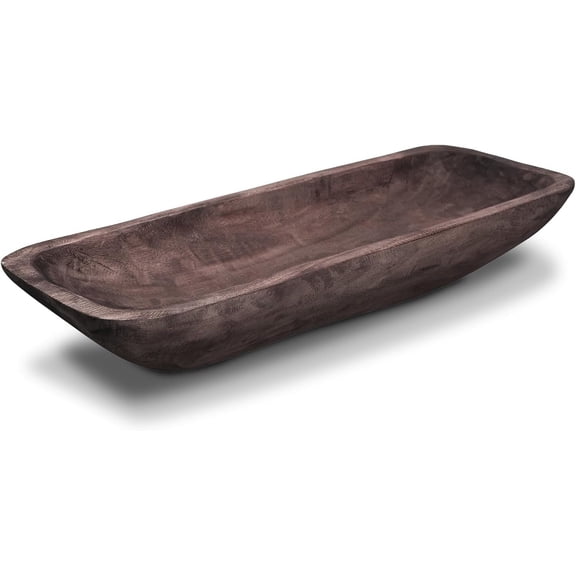 Wooden Dough Bowl - Oblong Root Hand Carved Bowl for Decor, Rustic Centerpiece, 18.5x7.1x3.15 Inches