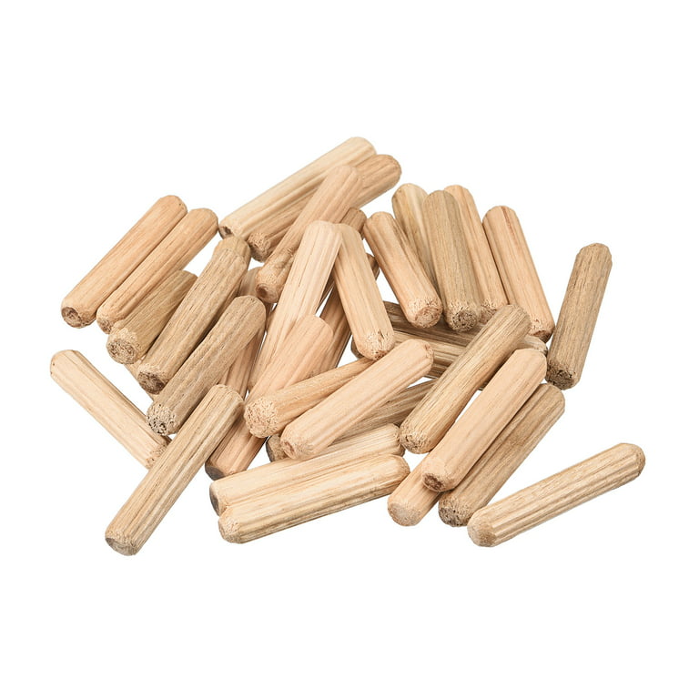 Wooden Dowel Pins 100 Pack 6x30mm Fluted Beveled Ends Wood Dowel Pegs