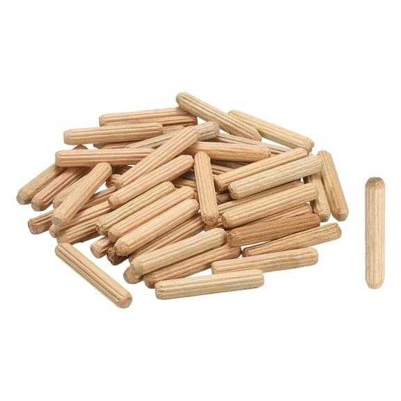 Uxcell Wooden Dowel Pin Straight Dowel Rods Wood Fluted Dowels Rods for Crafts Furniture DIY Hardwood 3/16"x 13/16" (5mm x 30mm)