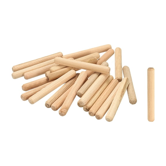Uxcell Wooden Dowel Pins Straight Dowel Rods Wood Fluted Dowel Rods for Crafts Furniture DIY Hardwood 3/8"x 5/32" (10mm x 80mm)