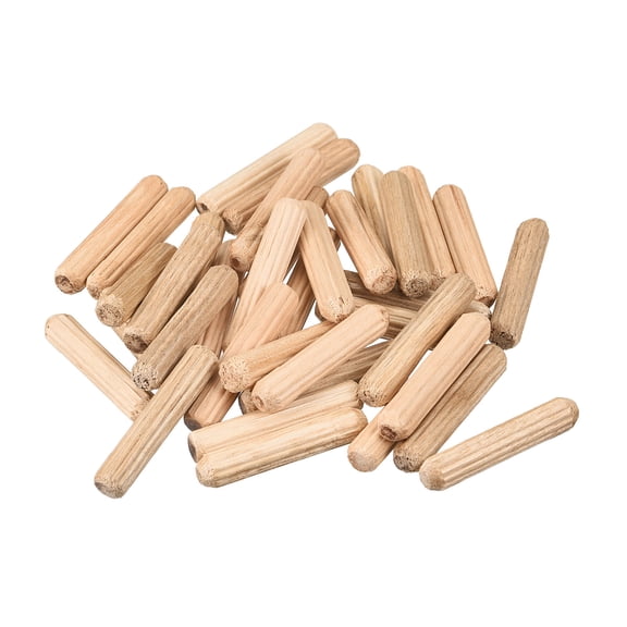 Uxcell Wooden Dowel Pins 36 pack 6x30mm Fluted Beveled Ends Wood Dowel Pegs