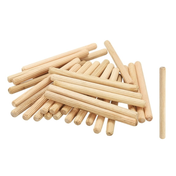 Uxcell Wooden Dowel Pins Straight Dowel Rods Wood Fluted Dowel Rods for Crafts Furniture DIY Hardwood 5/16"x 315/16" (8mm x 100mm)