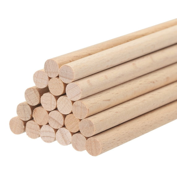 Uxcell 20pcs Wooden Dowel Rods Wood Sticks Round Wooden Dowels Rod for DIY Crafts Wand 12"x0.24"