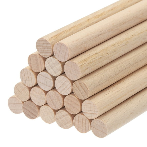 Uxcell 20pcs Wooden Dowel Rods Wood Sticks Round Wooden Dowels Rod for DIY Crafts Wand 12"x0.35"