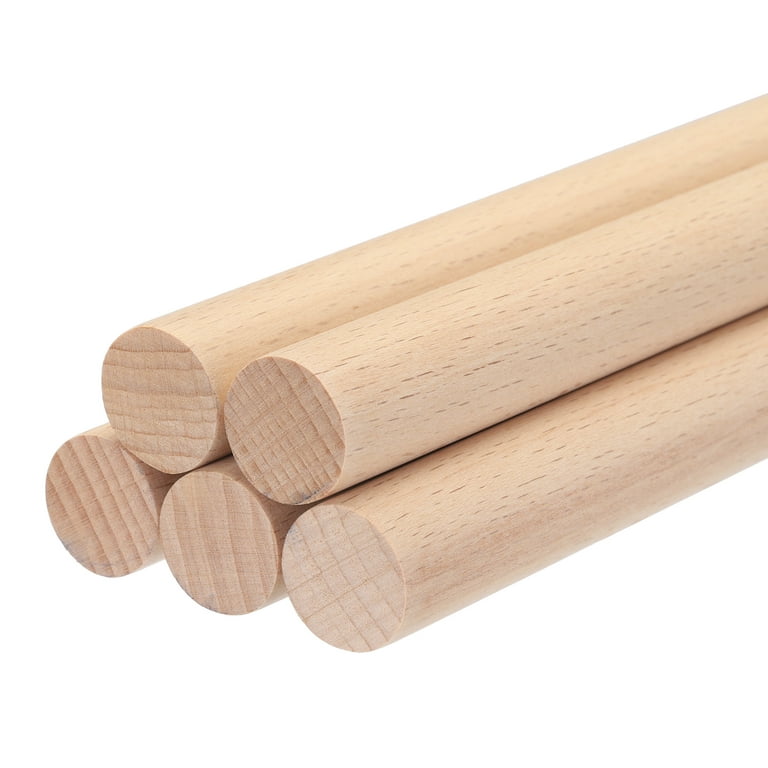 Wooden Dowel Rods Wood Sticks, 12x0.79 Round Wooden Dowels Rod for DIY,  Arts Decoration, Crafts Wand, 5pcs