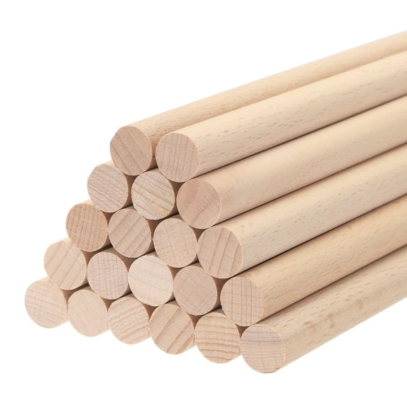 Uxcell 20pcs Wooden Dowel Rods Wood Sticks Round Wooden Dowels Rod for DIY Crafts Wand 24"x0.47"