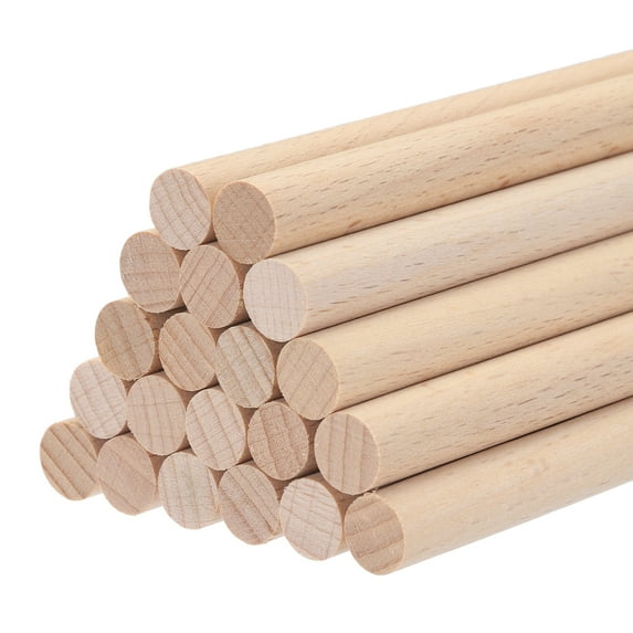 Uxcell 20pcs Wooden Dowel Rods Wood Sticks Round Wooden Dowels Rod for DIY Crafts Wand 4"x0.39"