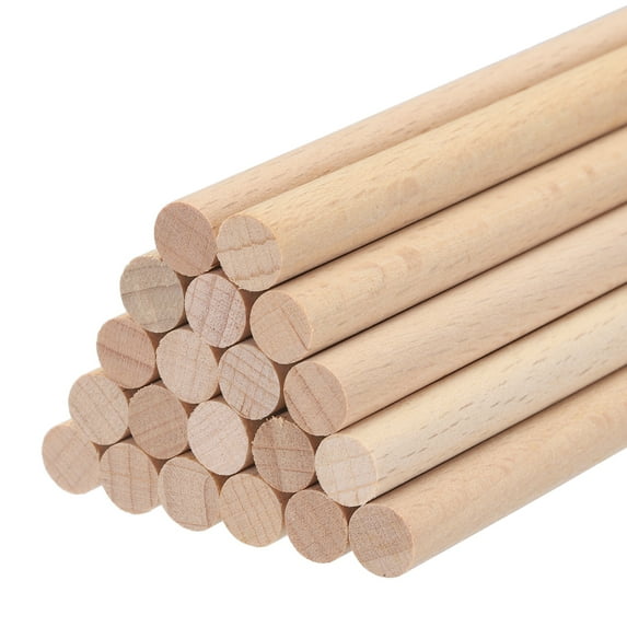 Uxcell 20pcs Wooden Dowel Rods Wood Sticks Round Wooden Dowels Rod for DIY Crafts Wand 8"x0.31"