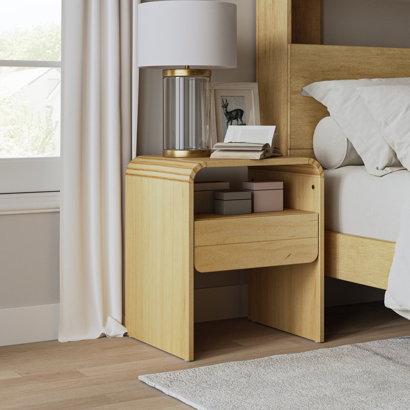14 Karat Home Wooden Bedroom Nightstand Modern Bed