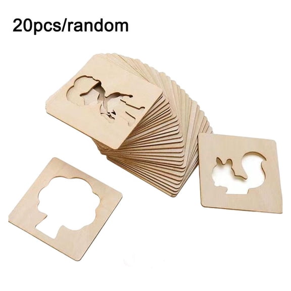 Wooden Drawing Stencils for Kids, Hollow Painting Templates Set with Smooth Laser Cut Shapes, Tracing and Coloring Craft Kit for Toddlers Preschool Kindergarten Elementary Classroom