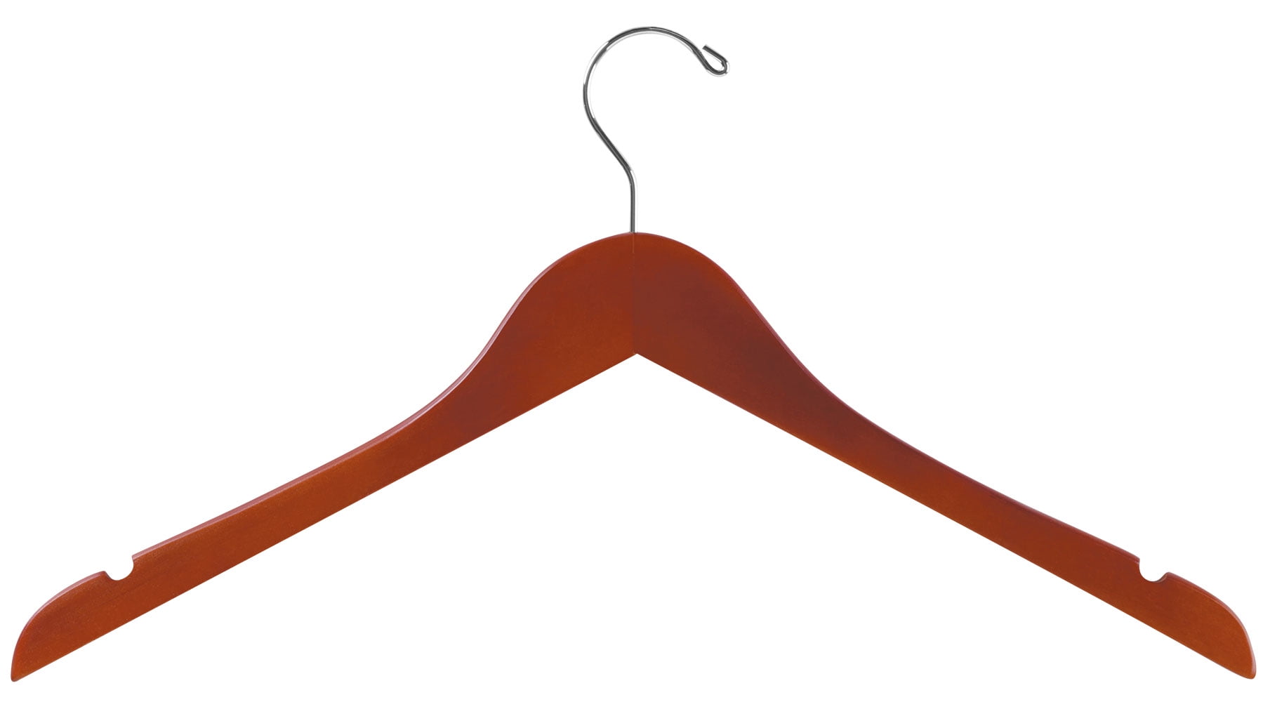 SSWBasics Wooden Dress Hanger - Cherry - 17" Wooden Hanger with Chrome Swivel Hook  Cherry Finish  Holds 11 lbs  Wood Hangers 50 Pack for Retail  Wooden Hangers 50 Pack  Case of 50 Clothing Hangers