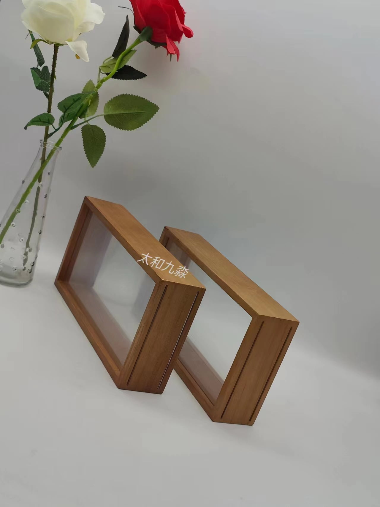 Wooden Dried Flower Photo Frame Dried Flower Display Stand Dry Flower