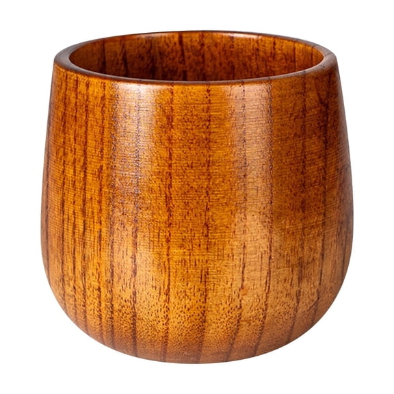 Wooden Drinking Cup Natural Wood Grain Water Tumbler Smooth Surface Handcrafted Vessel for Home Kitchen Office Use
