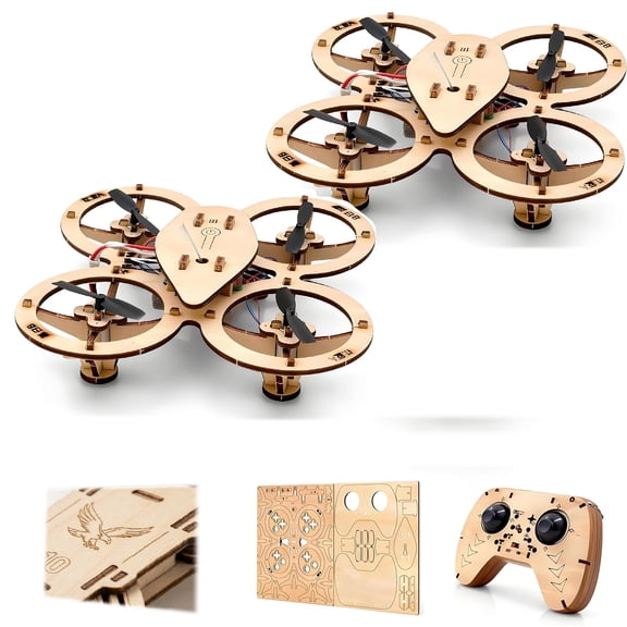 Wooden Drone Assembly Kit Wooden Drone Building Kit Remote Control Mini Quadcopters DIY Assembly Drones with Flight Creative Building Model for Kids and Adults