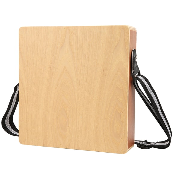 Wooden Drum Box Travel Flat Hand Compact with Internal Strings Instrument Belt for SingersWood