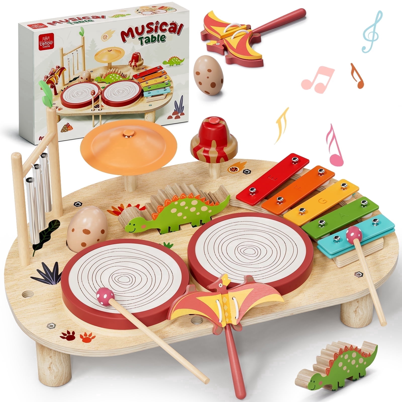 Musical Instruments for Kids, Kids Drum Set, Musical Toys for Kids 3 to 6, Musical Instruments for Toddlers Montessori Learning Preschool Toys, Montessori Toys for Kids 1-3 3-6 Year Old - Dinosaur