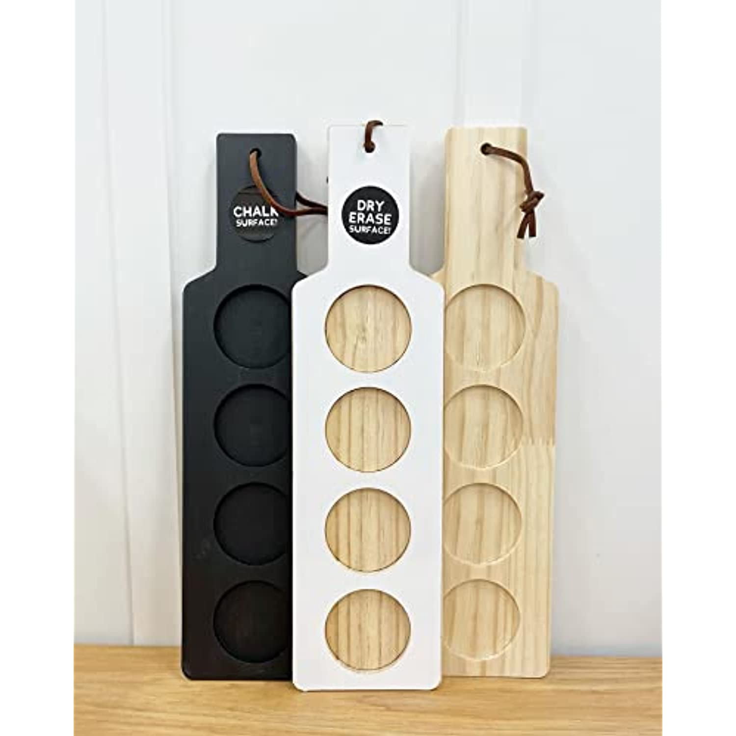 Wooden Dry Erase Board Beer Flight Carrier Paddle Unique Design (Black