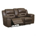 thumbnail image 1 of Wooden Dual Recliner Power Loveseat with Storage Console, Brown, 1 of 3