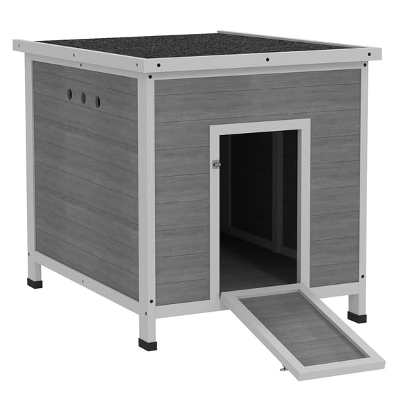 Wooden Duck Coop for 2-4 Ducks, Chickens - Openable Roof, Ramp, Removable Floor - 25" x 32" x 30" Poultry House