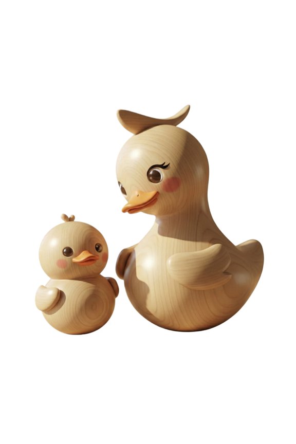 Wooden Duck Figurine Set Creative Desktop Ornament Decorative Sculpture for Home Office Living Room Gift Display