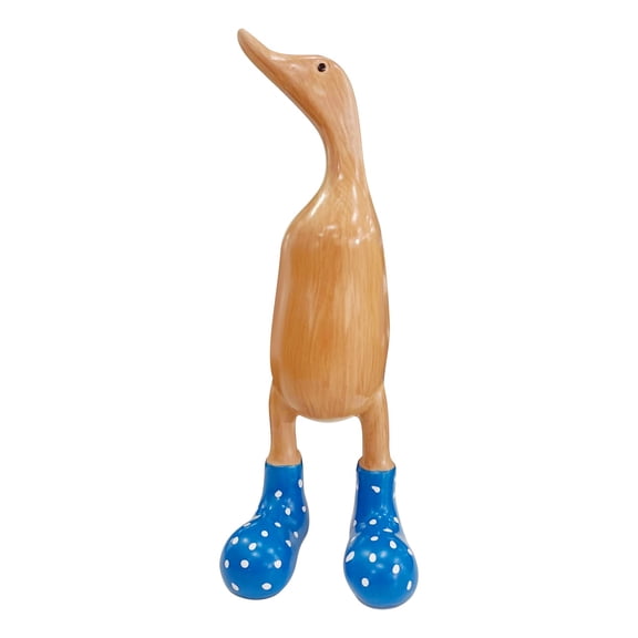 Wooden Duck Statue with Spotted Wellies Yard Decorations Resin Duck Statue Funny Duck Decor Figurines Duck Collectible Figurines