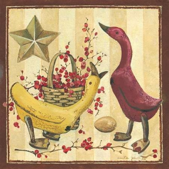Wooden Ducks I Canvas Art - Anita Phillips (24 x 24)
