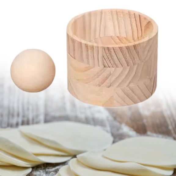 Wooden Dumpling Press Tool & Hand Pie Maker - For Wrapper Sealing, Dumpling Skin & Qingming Ball Maker, Ideal for Events & Restaurant Use,Beige - 10x7cm