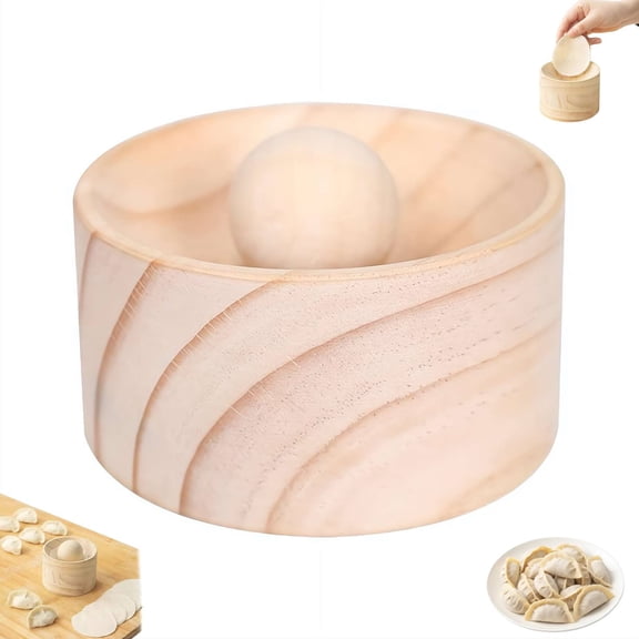 Wooden Dumpling Skin Maker,2026 New Dumpling Wrapper Maker,Round D-umpling Wrapper Make-r,Handheld Dough Presser,Ball Rolling Manual Press Tool,for Home,Kitchen,Restaurant