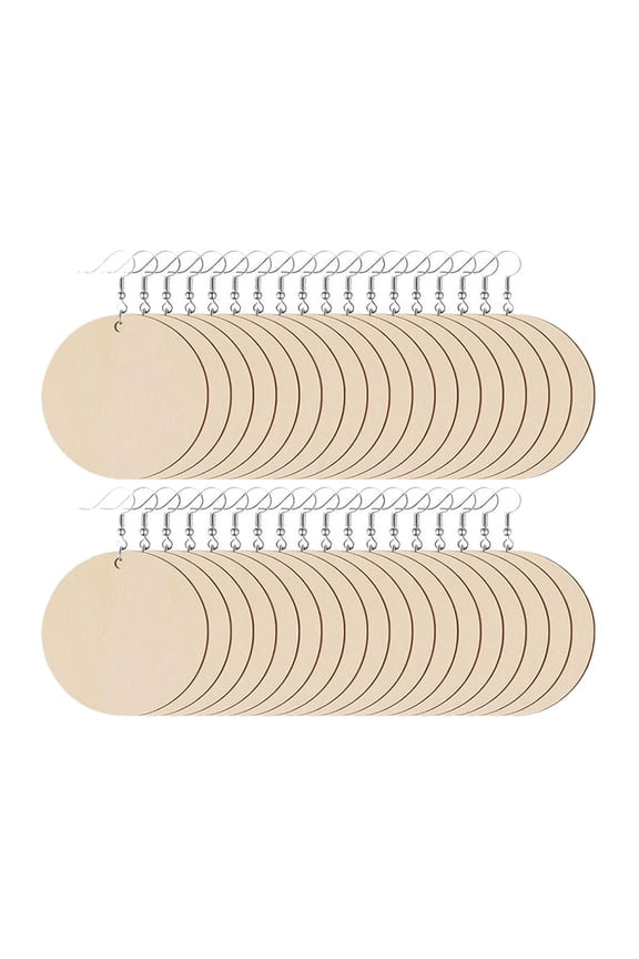 DIY Wood Earring Blanks for Decor Khaki Color Natural Wood and Metal Material 1 Set