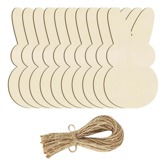 Wooden Easter Bunny DIY Pendant Kit, Unfinished Wood Cutouts for Easter Party Decorations, Handmade Ornament Craft Set for Kids & Adults, Holiday Home Decor Project