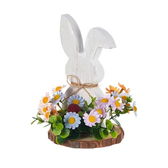 Wooden Easter Bunny Decoration - Table Centerpiece, Wood Material. For Home, Kitchen, Dining Room, Ideal Easter Gift