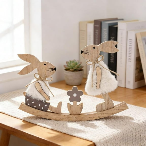 Wooden Easter Bunny Door Corner Decor Set - Vintage Rabbit Door Frame Sign,Window, Wall, Spring & Easter Home Decoration(1pcs-L)