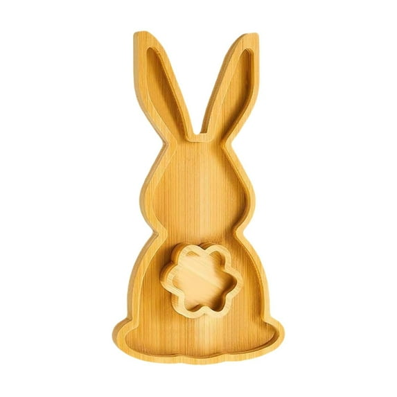 Wooden Easter Bunny Serving Tray, Rabbit-Shaped Charcuterie Board for Cheese, Appetizers, and Snacks, Farmhouse Style Platter for Spring and Holiday Celebrations