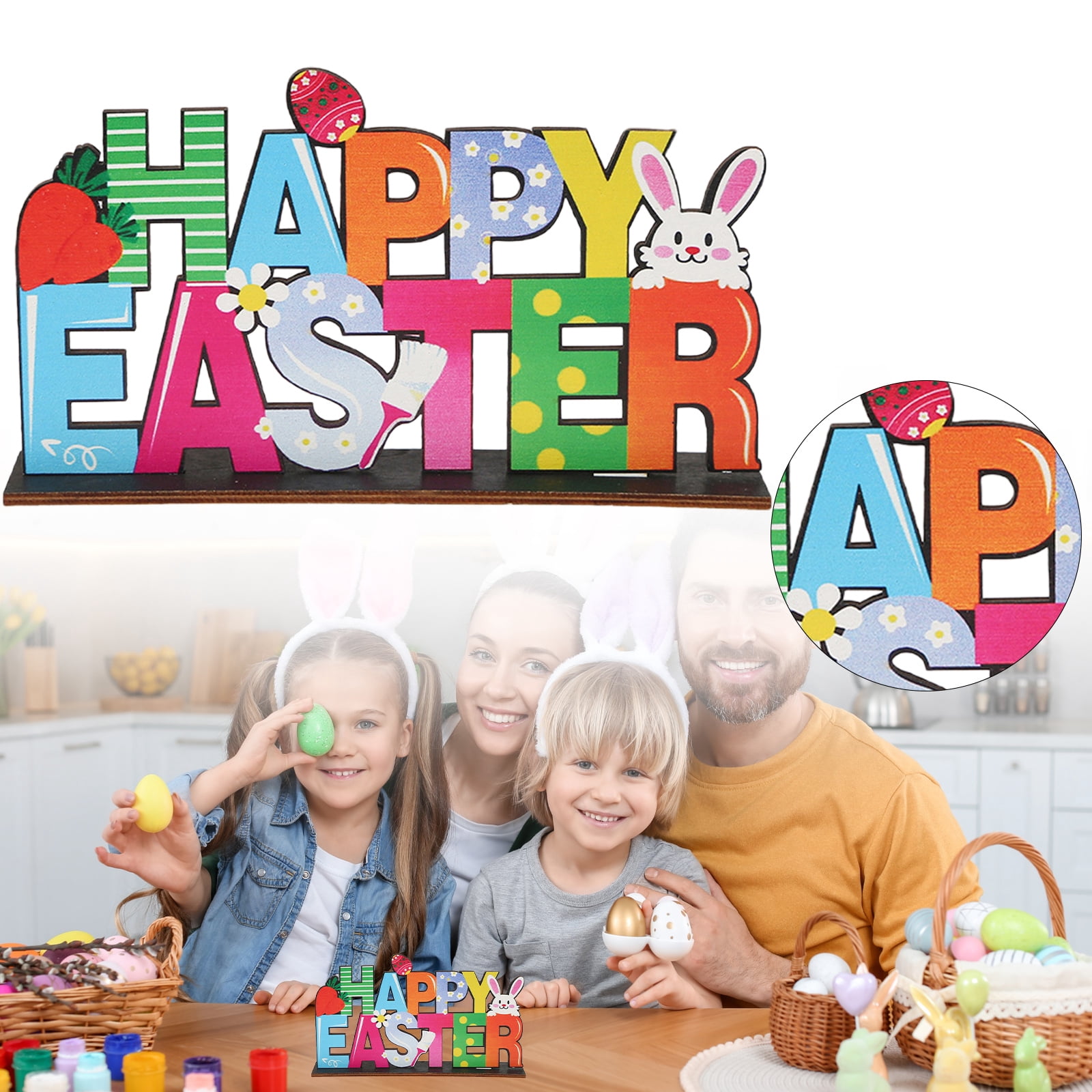 Wooden Easter Decorations for Home, Easter Table Centerpiece Signs ...