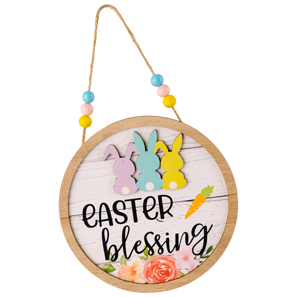 Qiysamall Wooden Easter Door Sign Sign Easter Hanging Plaque