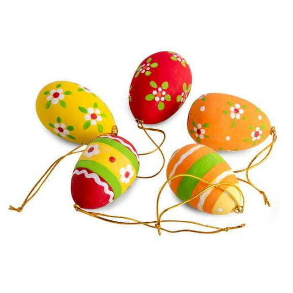 Wooden Easter Egg "Confetti"  Hanging Decoration Set of 5  Easter decor