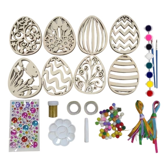 Wooden Easter Egg Craft Kit for Kids DIY Painting Set, Easter Decorations for Easter Egg Hunt Parties