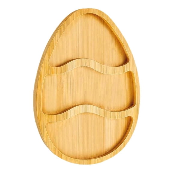 Wooden Easter Egg Shaped Charcuterie Board for Cheese Fruits and Snacks Holiday Serving Platter Beige