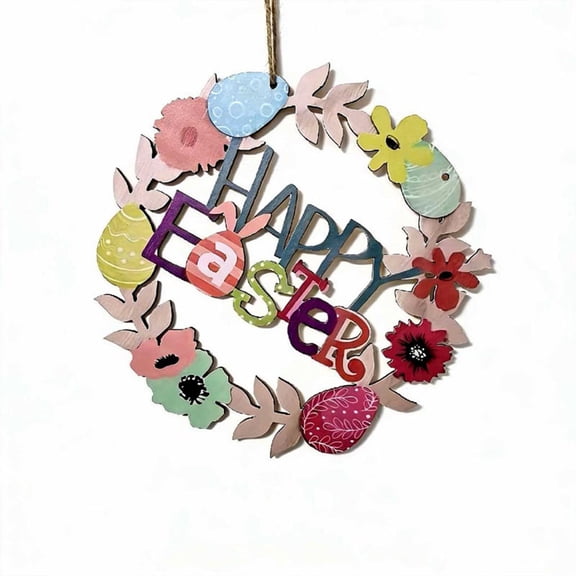 Easter Wooden Egg Welcome Plaques Indoor Outdoor Home Decorations Hanging Sign Wood