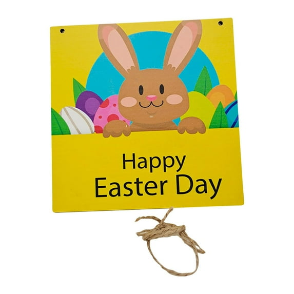 Wooden Easter Hanging Door Sign,Happy Welcome Easter Wooden Hanging Sign,Bunny Truck Eggs Easter Hanging Ornament Decorations for Door Spring Welcome Wall Plaque for Front Door Outdoor Decor