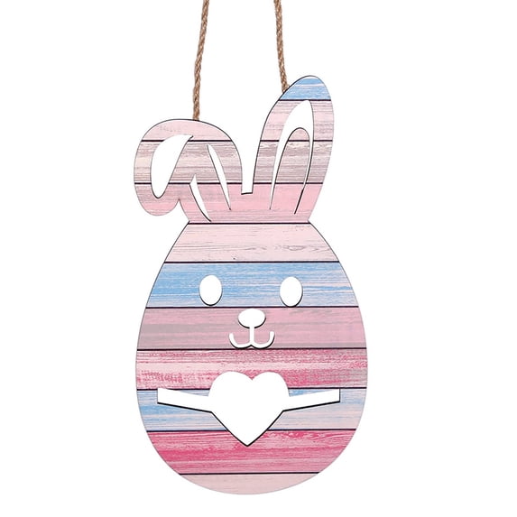 Wooden Easter Hangings Home Wooden Hangings Rabbit Carrot Egg Door Hangings Window Decorations Hanging Christmas Chandelier Beads