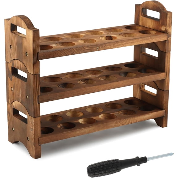 Wooden Egg Holder Countertop, 3-Tier Stackable Rack for Eggs, Kitchen Organizer