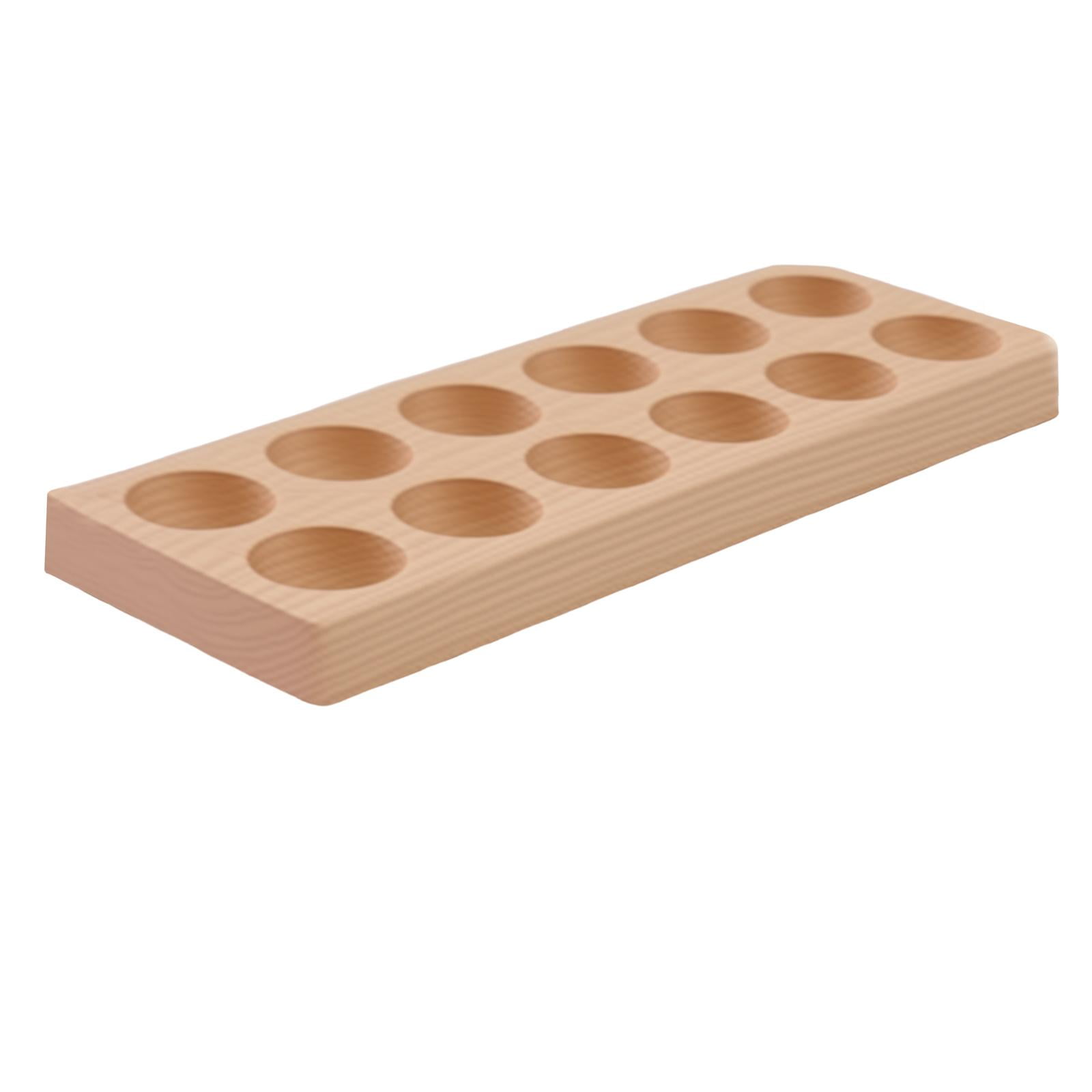Wooden Egg Holder Egg Tray Organizer Double Row 12 Slots for Fresh Eggs Refrigerator Countertop Kitchen Storage