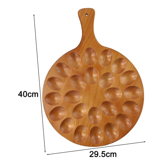 Wooden Egg Platter Tray, Round Serving Board For Kitchen Counter Or Refrigerator Storage, Multi-Purpose Wooden Plate For Displaying Fresh, Easter Or Plastic Eggs, Measures 40 X 29.5 X 1.7 Cm